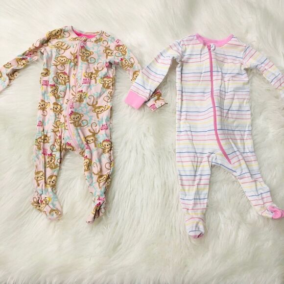 Baby Infant Toddler Zip Up Footed Pajamas‎ Sleeper 2 Piece Newborn 0-3 Months - Picture 1 of 8